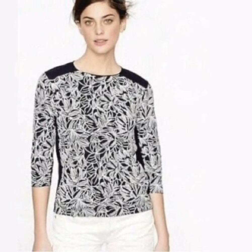 Jcrew Embroidered Navy Top